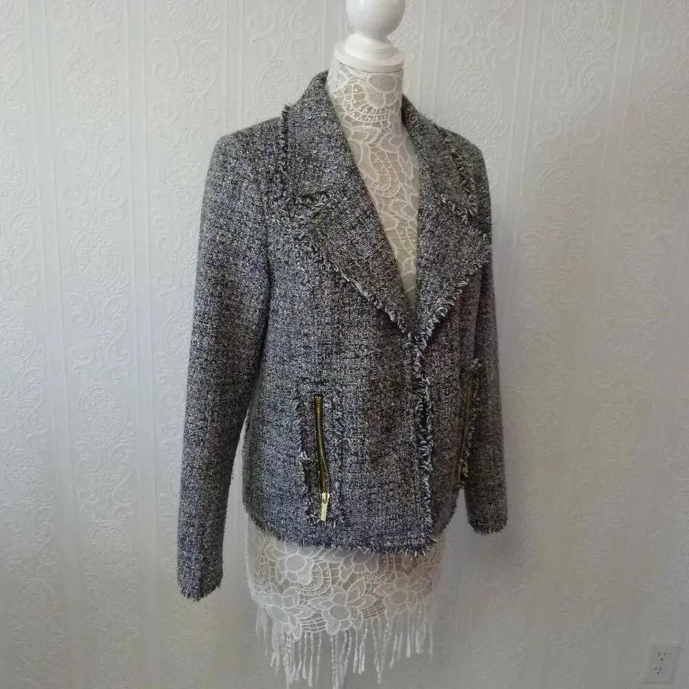 LKNW Michael Kors Tweed Fringe Blazer jacket 12